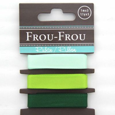 ASSORTIMENT 3 RUBANS SATIN UNI 10MM - Emeraude / Vert / Jade