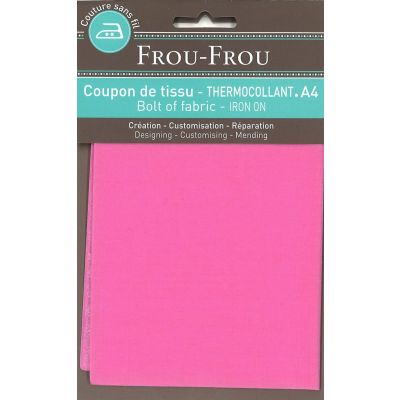 Tiissu thermocollant A4 Frou-Frou en tissu Uni Framboise