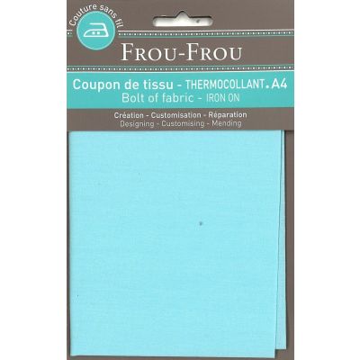 Tiissu thermocollant A4 Frou-Frou en tissu Uni Bleu lagon