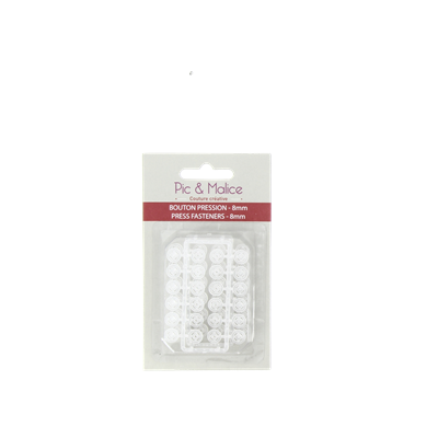24 BOUTONS PRESSION NYLON TRANSPARENT 8mm