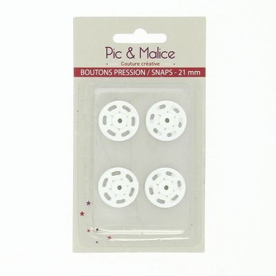 6 BOUTONS PRESSION NYLON BLANCS 21mm