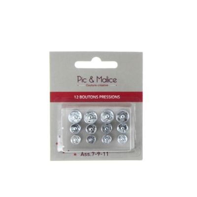 LOT DE BOUTONS PRESSION SANS NICKEL METAL ARGENT