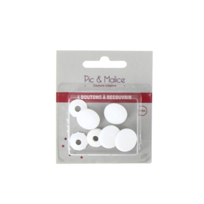 Lot DE BOUTONS A RECOUVRIR PVC BLANC