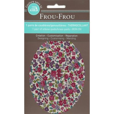 Coudières Genouillères thermocollantes Frou-Frou Fleuri Bordeaux petites fleurs
