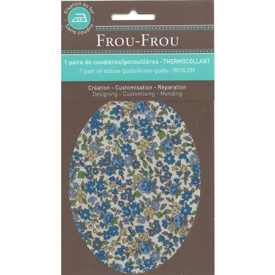 Coudières Genouillères thermocollantes Frou-Frou Fleuri Bleu petites fleurs