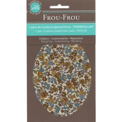 Coudières Genouillères thermocollantes Frou-Frou Fleuri Jaune Moutarde petites fleurs