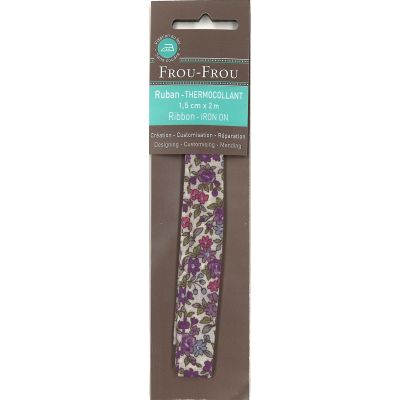 Ruban thermocollant 15mmx2m Frou-Frou Fleuri Violet clair petites fleurs