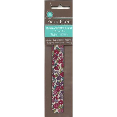 Ruban thermocollant 15mmx2m Frou-Frou Fleuri Bordeaux petites fleurs