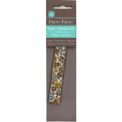 Ruban thermocollant 15mmx2m Frou-Frou Fleuri Jaune Moutarde petites fleurs