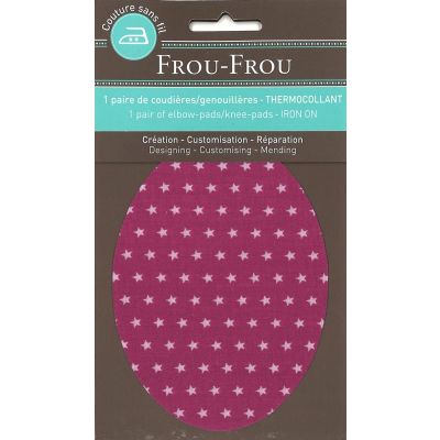 Coudières - Genouillères thermocollantes Frou Frou Etoiles Rose camélia