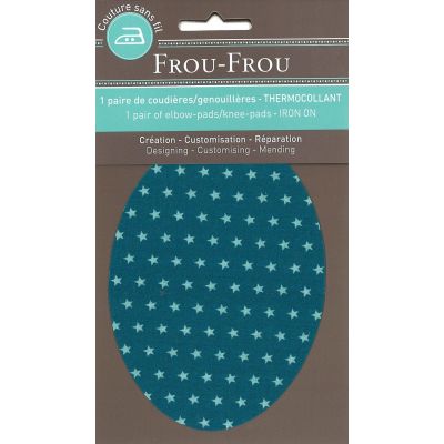 Coudières - Genouillères thermocollantes Frou Frou Etoiles Turquoise foncé