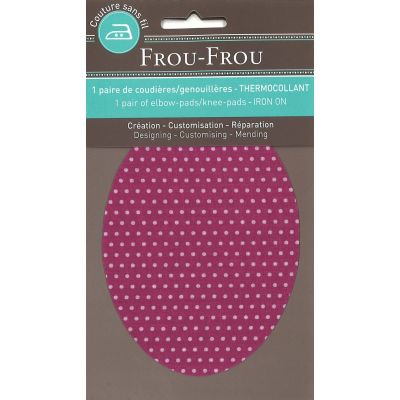 Coudières - Genouillères thermocollantes Frou Frou Pois Rose camélia