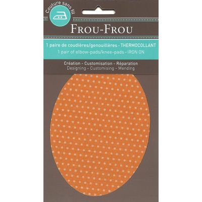 Coudières - Genouillères thermocollantes Frou Frou Pois orange