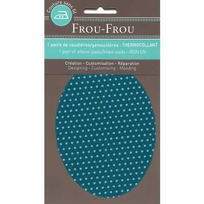 Coudières - Genouillères thermocollantes Frou Frou Pois Turquoise foncé