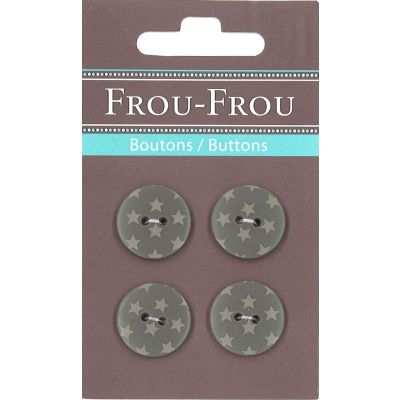 Carte 4 boutons Frou-Frou Etoiles Taupe 18mm