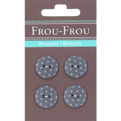 Carte 4 boutons Frou-Frou Pois Myrtille 18mm