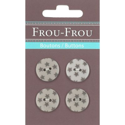Carte 4 boutons Frou-Frou Etoiles Beige clair 18mm