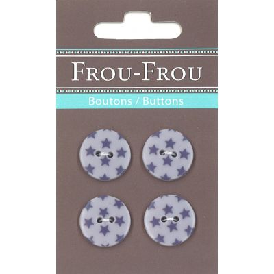Carte 4 boutons Frou-Frou Etoiles Lilas 18mm