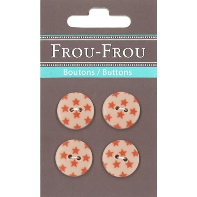 Carte 4 boutons Frou-Frou Etoiles Saumon 18mm