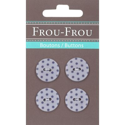 Carte 4 boutons Frou-Frou Pois Lilas 18mm