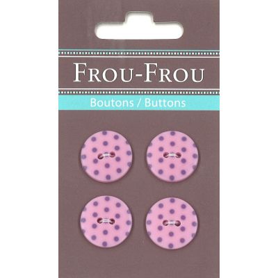 Carte 4 boutons Frou-Frou Pois Parme clair 18mm