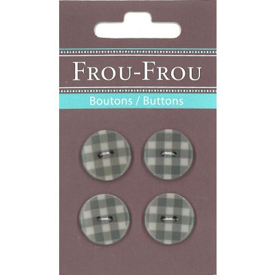 Carte 4 boutons Frou-Frou Vichy Taupe 18mm