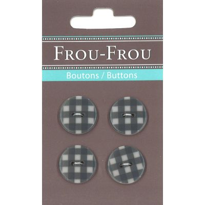 Carte 4 boutons Frou-Frou Vichy Gris foncé 18mm