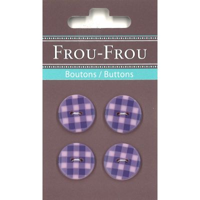 Carte 4 boutons Frou-Frou Vichy Violet clair 18mm