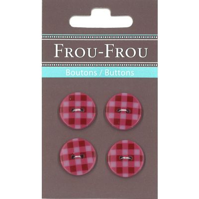 Carte 4 boutons Frou-Frou Vichy Rouge 18mm