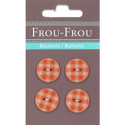 Carte 4 boutons Frou-Frou Vichy Orange 18mm