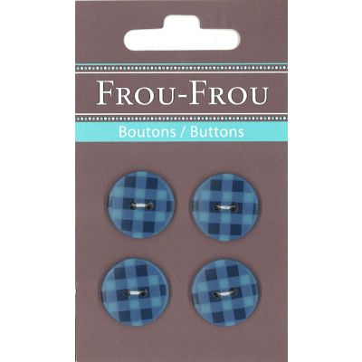 Carte 4 boutons Frou-Frou Vichy Bleu foncé 18mm