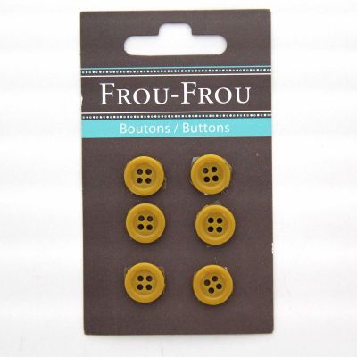 Carte de 6 ou 4 boutons (selon taille) UNIS Jaune moutarde