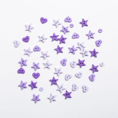 Récréatys Sachet boutons fantaisie Assortiments Cœurs Etoiles Violet