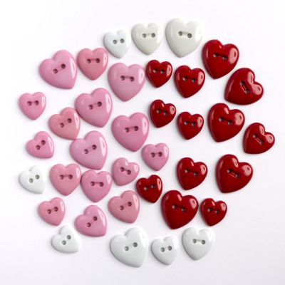 Récréatys Sachet boutons fantaisie cœurs blanc roses rouges