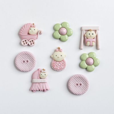 Récréatys Sachet boutons fantaisie naissance landeau fille