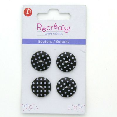 Carte de 4 ou 3 boutons (selon taille) 2 trous pois Noir