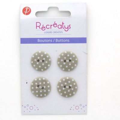Carte de 4 ou 3 boutons (selon taille) 2 trous pois Beige