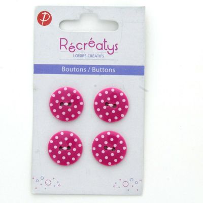 Carte de 4 ou 3 boutons (selon taille) 2 trous pois Fushia