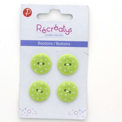 Carte de 4 ou 3 boutons (selon taille) 2 trous Fleurs Pistache