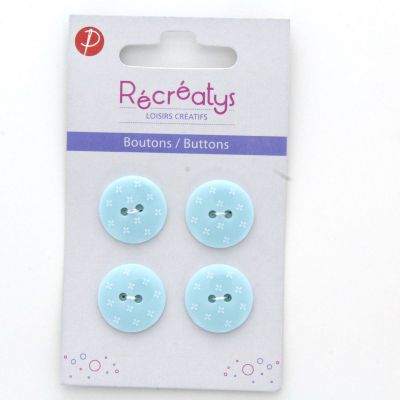 Carte de 4 ou 3 boutons (selon taille) 2 trous Fleurs Turquoise