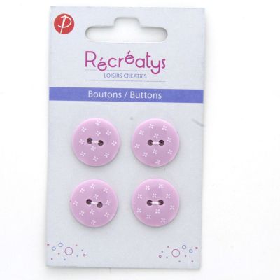 Carte de 4 ou 3 boutons (selon taille) 2 trous Fleurs Parme