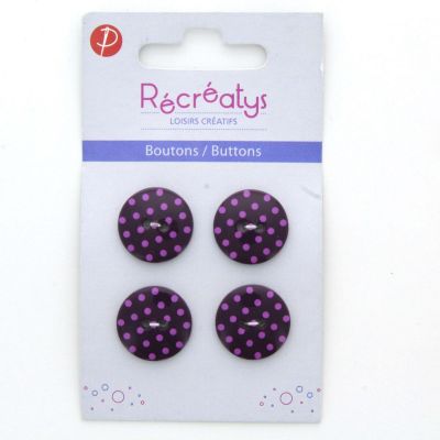 Carte de 4 ou 3 boutons (selon taille) 2 trous pois Violet