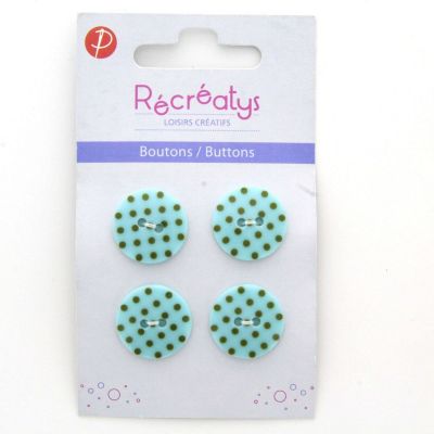 Carte de 4 ou 3 boutons (selon taille) 2 trous pois Turquoise