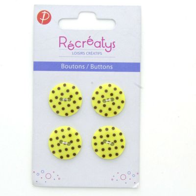 Carte de 4 ou 3 boutons (selon taille) 2 trous pois Jaune