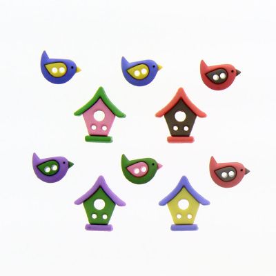 Récréatys Sachet boutons fantaisie naissance fille Oiseaux Nid