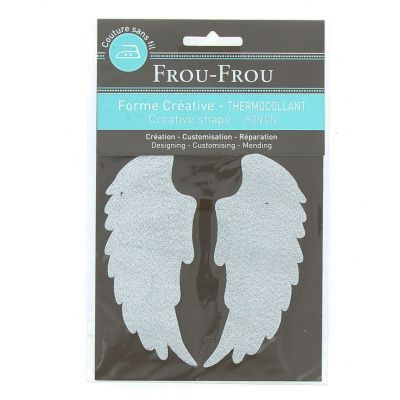 THERMOCOLLANT AILES TOUT CE QUI BRILLE 11x11cm Frou-Frou ARGENT SCINTILLANT