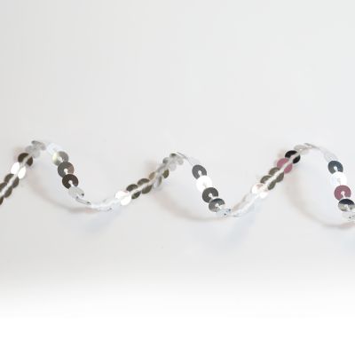 Bobinette Ruban Sequins Argent Scintillant 6 mm x 5 m