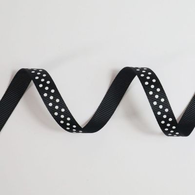 Bobinette ruban 4mx10mm Gros grain pois Noir