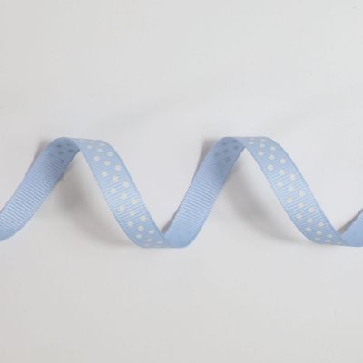 Bobinette ruban 4mx10mm Gros grain pois bleu clair