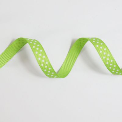 Bobinette ruban 4mx10mm Gros grain pois Vert pomme